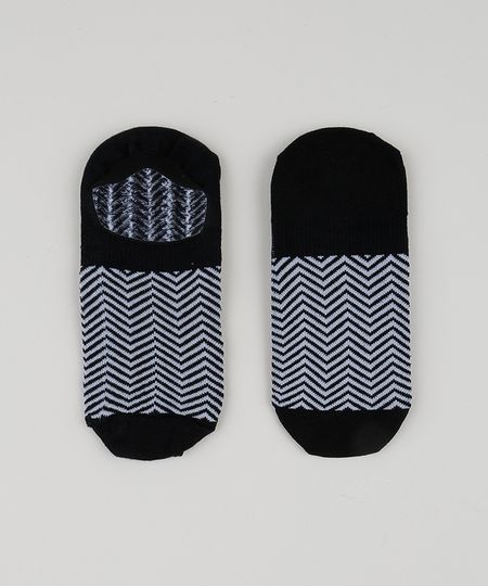 Meia-Feminina-Sapatilha-Chevron-Preta-9949187-Preto_1