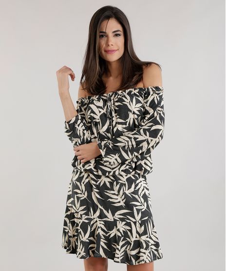 Vestido-Ombro-a-Ombro-Estampado-de-Folhagens-Verde-Militar-8713747-Verde_Militar_1