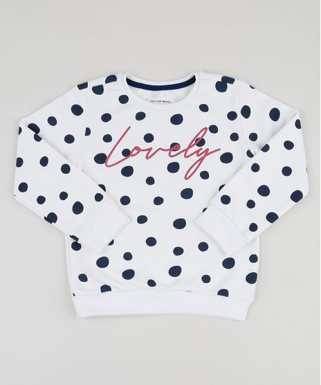 Blusao-de-Moletom-Infantil--Lovely--Estampado-de-Poa-Decote-Redondo-Branco-9944987-Branco_1