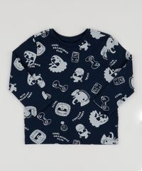 Camiseta-Infantil-Estampada-de-Bichos-com-Video-Game-Manga-Longa-Azul-Marinho-9943223-Azul_Marinho_1