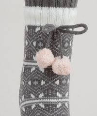 Meia-de-Inverno-Feminina-em-Trico-com-Interior-em-Pelo-Estampada-de-Flocos-de-Neve-Chumbo-9837840-Chumbo_3