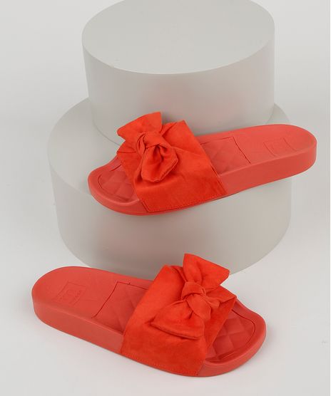 Chinelo-Slide-Feminino-Moleca-com-Laco-em-Suede-Laranja-9952629-Laranja_1