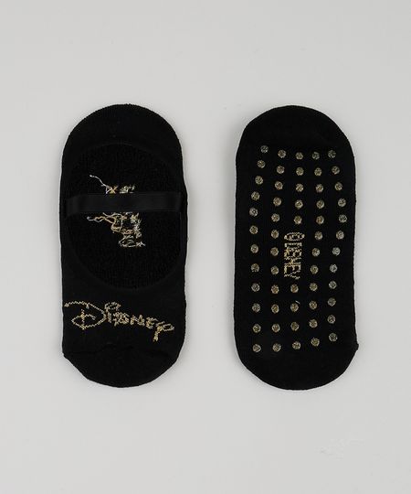Meia-Feminina-Sapatilha-Disney-com-Lurex-Preta-9949193-Preto_1