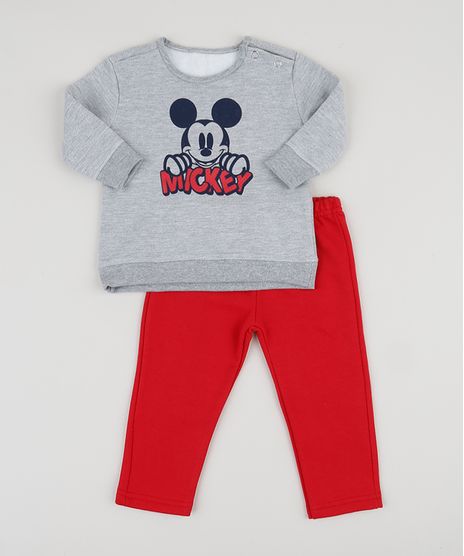 Conjunto-Infantil-Mickey-de-Blusao-Cinza-Mescla---Calca-de-Moletom-Vermelho-9948042-Vermelho_1