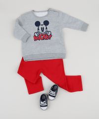 Conjunto-Infantil-Mickey-de-Blusao-Cinza-Mescla---Calca-de-Moletom-Vermelho-9948042-Vermelho_3