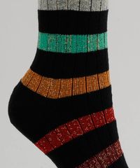 Meia-Feminina-Cano-Longo-com-Listras-Coloridas--Preta-9949189-Preto_3