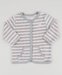 Cardigan-de-Plush-Infantil-Listrado-com-Bolsos-Cinza-Mescla-9757327-Cinza_Mescla_1