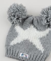 Gorro-de-Trico-Infantil-Estrela-com-Pompons-Cinza-9785474-Cinza_3