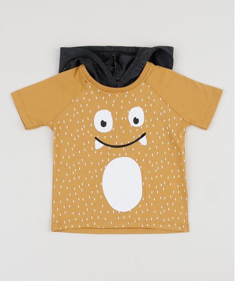 Camiseta-Infantil-Monstrao-com-Capuz-Manga-Curta-Mostarda-9945037-Mostarda_1