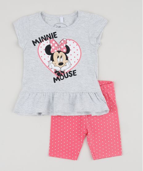 Conjunto-Infantil-Blusa-Minnie-com-Babado-Manga-Curta-Cinza-Mescla-Claro---Bermuda-Estampada-Poa-Ciclista-Rosa-9944849-Rosa_1