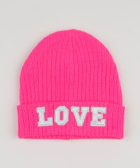 Gorro-de-Trico-Infantil--Love--Rosa-Neon-9785481-Rosa_Neon_1