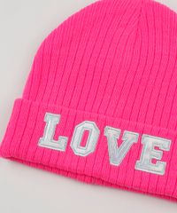 Gorro-de-Trico-Infantil--Love--Rosa-Neon-9785481-Rosa_Neon_3