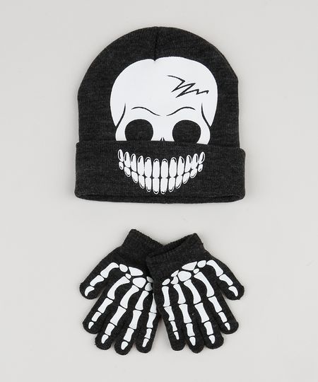 Kit-Infantil-de-Gorro-de-Trico--Caveira---Luva-Cinza-Mescla-Escuro-9785477-Cinza_Mescla_Escuro_1