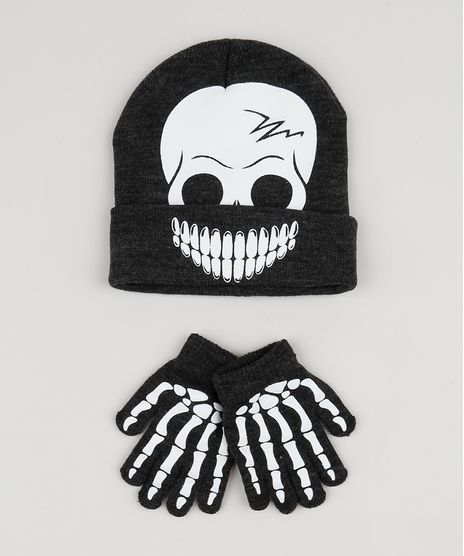 Kit-Infantil-de-Gorro-de-Trico--Caveira---Luva-Cinza-Mescla-Escuro-9785477-Cinza_Mescla_Escuro_1