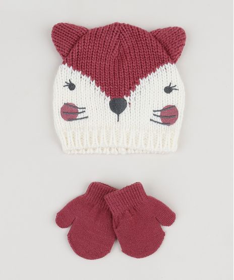 Kit-Infantil-de-Gorro-de-Trico--Raposa---Luva-Vinho-9784983-Vinho_1
