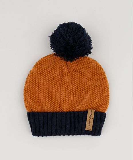 Gorro-de-Trico-Infantil-com-Pompom-Caramelo-9785287-Caramelo_1