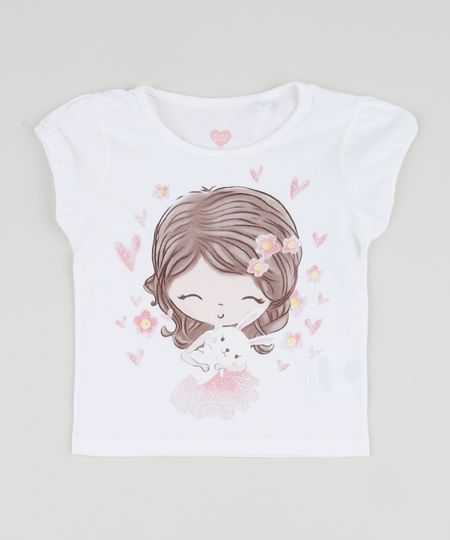 Blusa-Infantil-Menina-com-Coelhinho-Manga-Curta-Off-White-9943366-Off_White_1