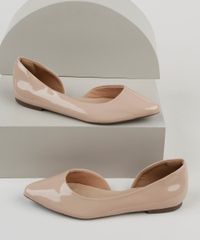 Sapatilha-de-Verniz-Feminina-Via-Uno-Aberta-Bico-Fino-Bege-9788776-Bege_1