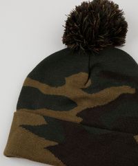Gorro-de-Trico-Masculino-Estampado-Camuflado-com-Pompom-Verde-Militar-9801877-Verde_Militar_2