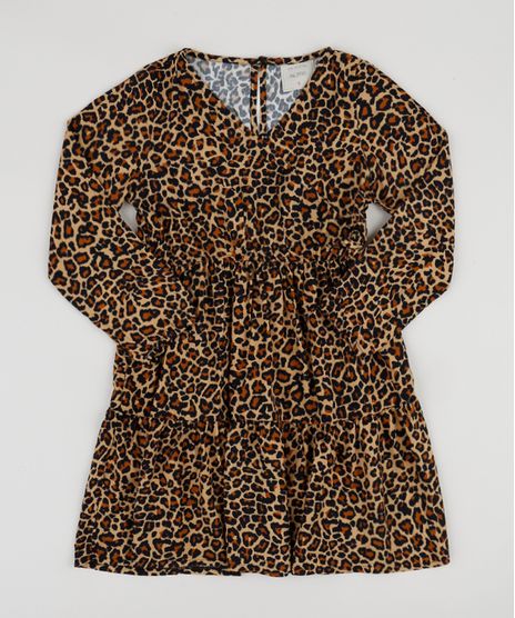 Vestido-Infantil-Estampado-Animal-Manga-Longa-Bege-9950367-Bege_1