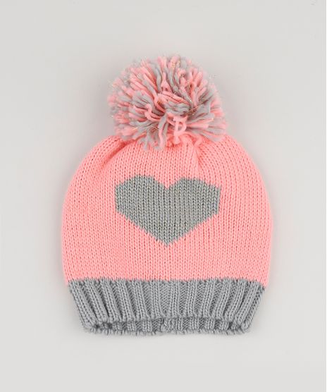 Kit-Infantil-de-Gorro-de-Trico--Coracao---Luva-Rosa-9785364-Rosa_1