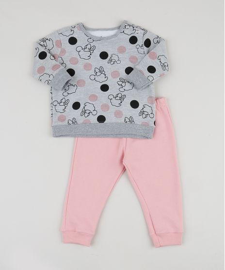 Conjunto-em-Moletom-Infantil-Minnie-de-Blusao-Estampado-Cinza-Mescla---Calca-Rosa-Claro-9948040-Rosa_Claro_1