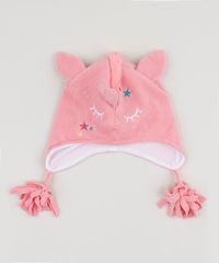 Kit-Infantil-de-Gorro-de-Fleece-Unicornio---Luva-Rosa-9785475-Rosa_2