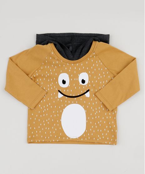 Camiseta-Infantil-Monstro-Manga-Longa-com-Capuz-Mostarda-9945032-Mostarda_1