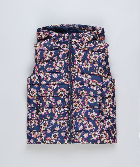 Colete-Puffer-de-Nylon-Infantil-Estampado-Floral-Azul-Marinho-9809172-Azul_Marinho_1
