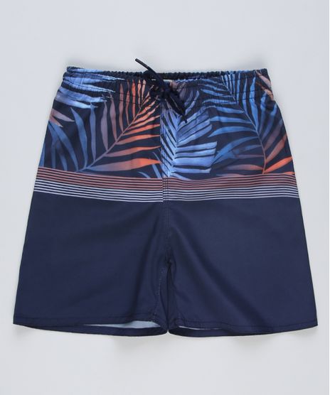 Bermuda-Surf-Infantil-Estampada-de-Folhagem-com-Cordao-Azul-Marinho-9757033-Azul_Marinho_1