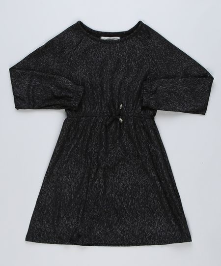 Vestido-de-Trico-Infantil-com-Brilho-Manga-Longa-Preto-9944541-Preto_1