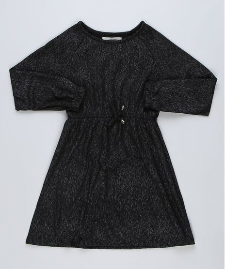 Vestido-de-Trico-Infantil-com-Brilho-Manga-Longa-Preto-9944541-Preto_1