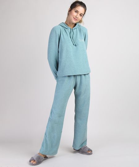 Pijama-Feminino-Atoalhado--Hey--com-Capuz-Manga-Longa-Verde-Agua-9951063-Verde_Agua_1