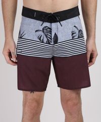 Bermuda-Surf-Masculina-Estampada-de-Folhagens-e-Listras-Vinho-9943965-Vinho_1