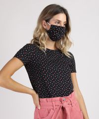 Kit-de-Blusa-Feminina-Estampada-Floral-Manga-Curta-Decote-Redondo---Mascara-de-Protecao-Individual-Preta-9950786-Preto_1