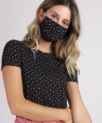 Kit-de-Blusa-Feminina-Estampada-Floral-Manga-Curta-Decote-Redondo---Mascara-de-Protecao-Individual-Preta-9950786-Preto_4