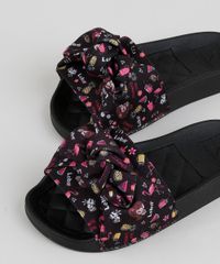 Chinelo-Slide-Infantil-Molekinha-Estampado-de-Flamingos-com-Laco-Preto-9952663-Preto_6