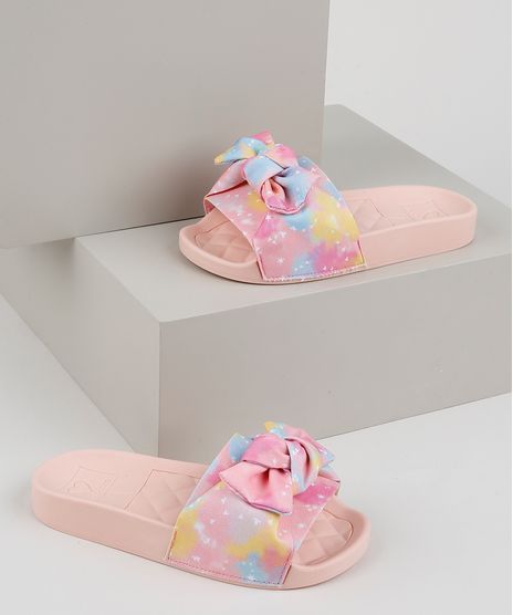 Chinelo-Slide-Infantil-Molekinha-Estampado-de-Estrelas-com-Laco-Rosa-9952662-Rosa_1