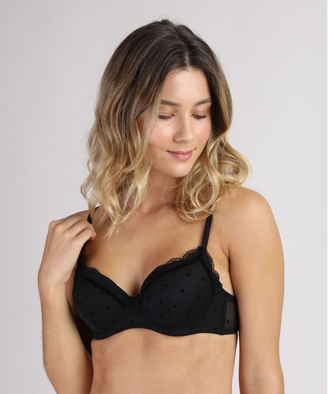 Sutia-em-Tule-Estampado-de-Poa-com-Bojo-e-Aro-Preto-9827403-Preto_1