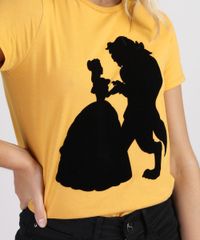 Blusa-Feminina-Casal-A-Bela-e-a-Fera--Manga-Curta-Decote-redondo-Mostarda-9947952-Mostarda_4