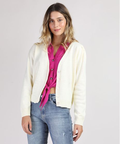 Cardigan-de-Trico-Feminino-Decote-V-Amarelo-Claro-9945792-Amarelo_Claro_1