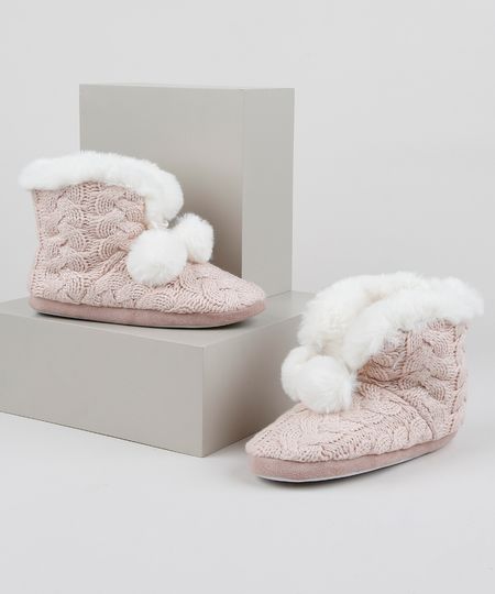 Bota-Infantil-em-Trico-com-Pompons-Felpuda-Rosa-9860466-Rosa_1