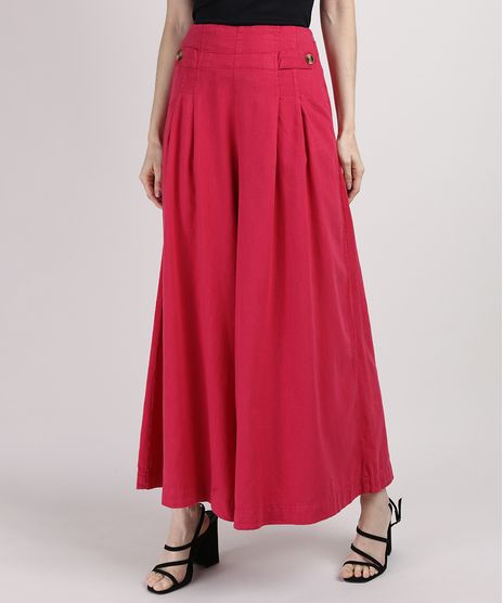 Calca-Feminina-Mindset-Pantalona-Cintura-Super-Alta-com-Bolsos-e-Martingale-Rosa-Escuro-9948778-Rosa_Escuro_1