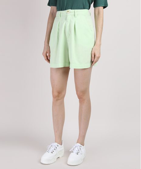 Bermuda-Feminina-Mindset-Cintura-Alta-Alfaiatada-com-Pregas-Verde-Claro-9951170-Verde_Claro_1