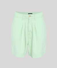 Bermuda-Feminina-Mindset-Cintura-Alta-Alfaiatada-com-Pregas-Verde-Claro-9951170-Verde_Claro_5