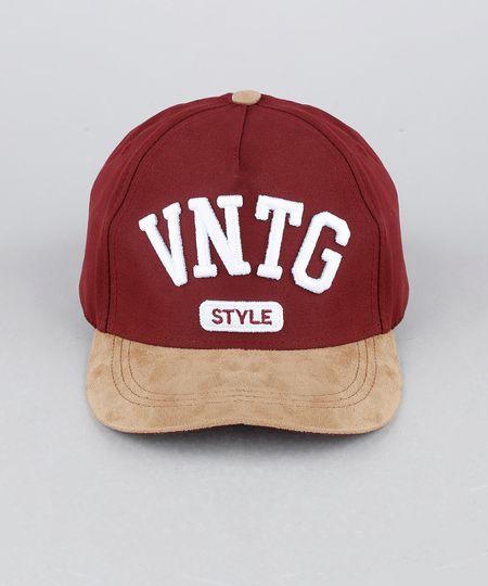 Bone-Masculino-Aba-Curva--VNTG--com-Suede--Vinho-8684270-Vinho_1
