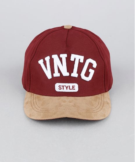 Bone-Masculino-Aba-Curva--VNTG--com-Suede--Vinho-8684270-Vinho_1