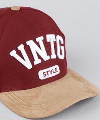 Bone-Masculino-Aba-Curva--VNTG--com-Suede--Vinho-8684270-Vinho_3