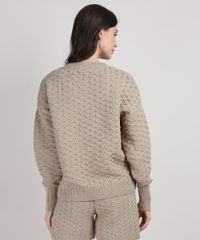 Sueter-de-Trico-Feminino-Mindset-Oversized-Texturizado-Decote-V-Bege-Escuro-9951160-Bege_Escuro_2