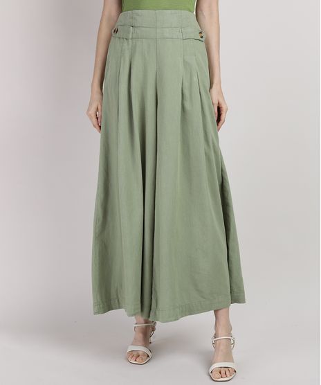 Calca-Feminina-Mindset-Pantalona-Cintura-Super-Alta-com-Bolsos-e-Martingale-Verde-9948778-Verde_1